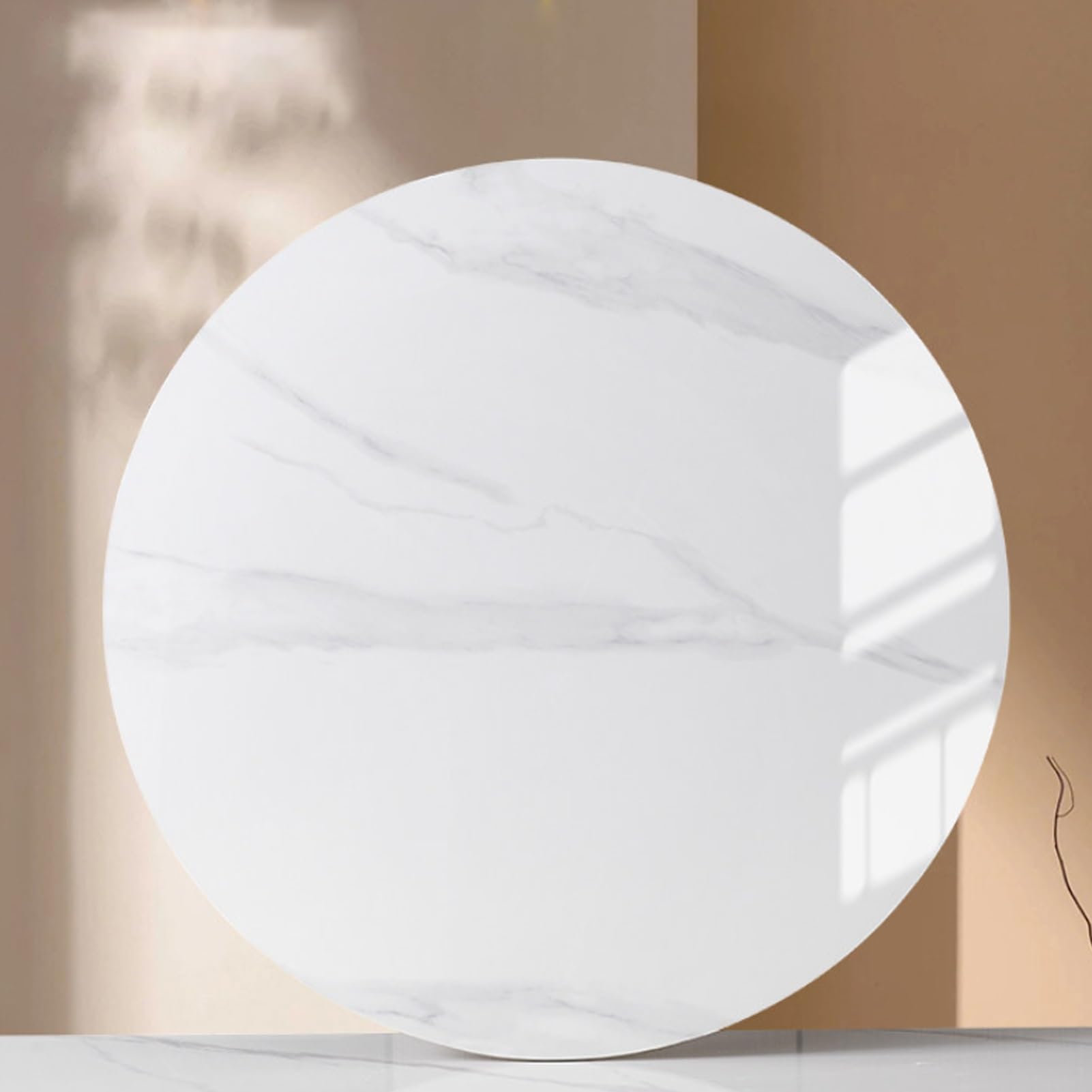 UZAMIRLEX Glass Lazy Susan Turntable, Marble Lazy Susan Turntable Multicolor Multisize Tempered Glass 360 Rotation Replacement(White+gray,Ø 60cm/24in)