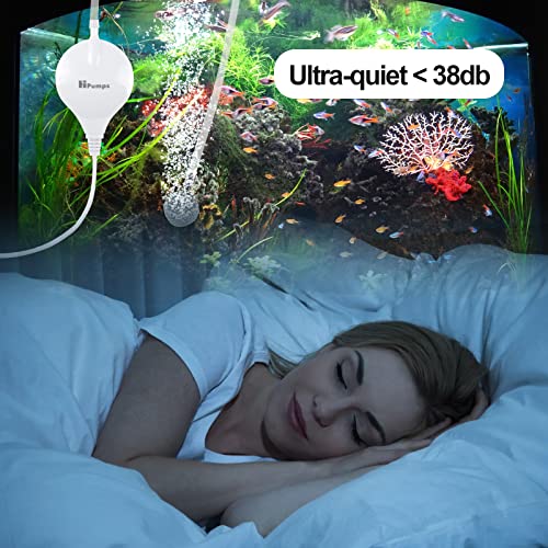 Xcsaide Pompa ad Aria per Acquario, Pompa di Ossigeno Super Silenziosa, Rumore Meno di 38dB 1.8W Pompa di Ossigeno Potente con Ventosa a Tubo d'Aria con Pietre d'Aria per Acquari Nano, Acquari Nano - Image 6