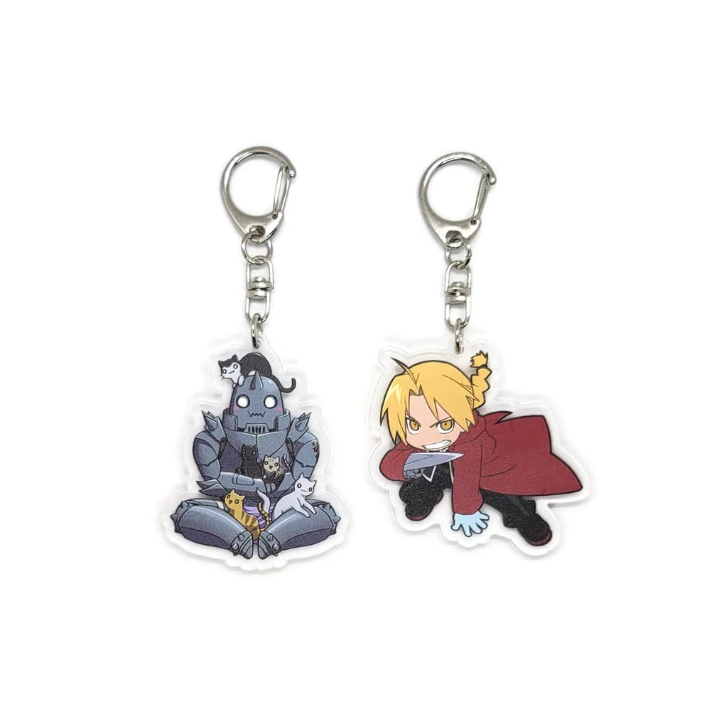 EBTY DREAMS Inc. - Set of 2 Fullmetal Alchemist Acrylic Keychain Edward Elric, Alphonse v1, Multicolored, Pendant Height: 2 inches