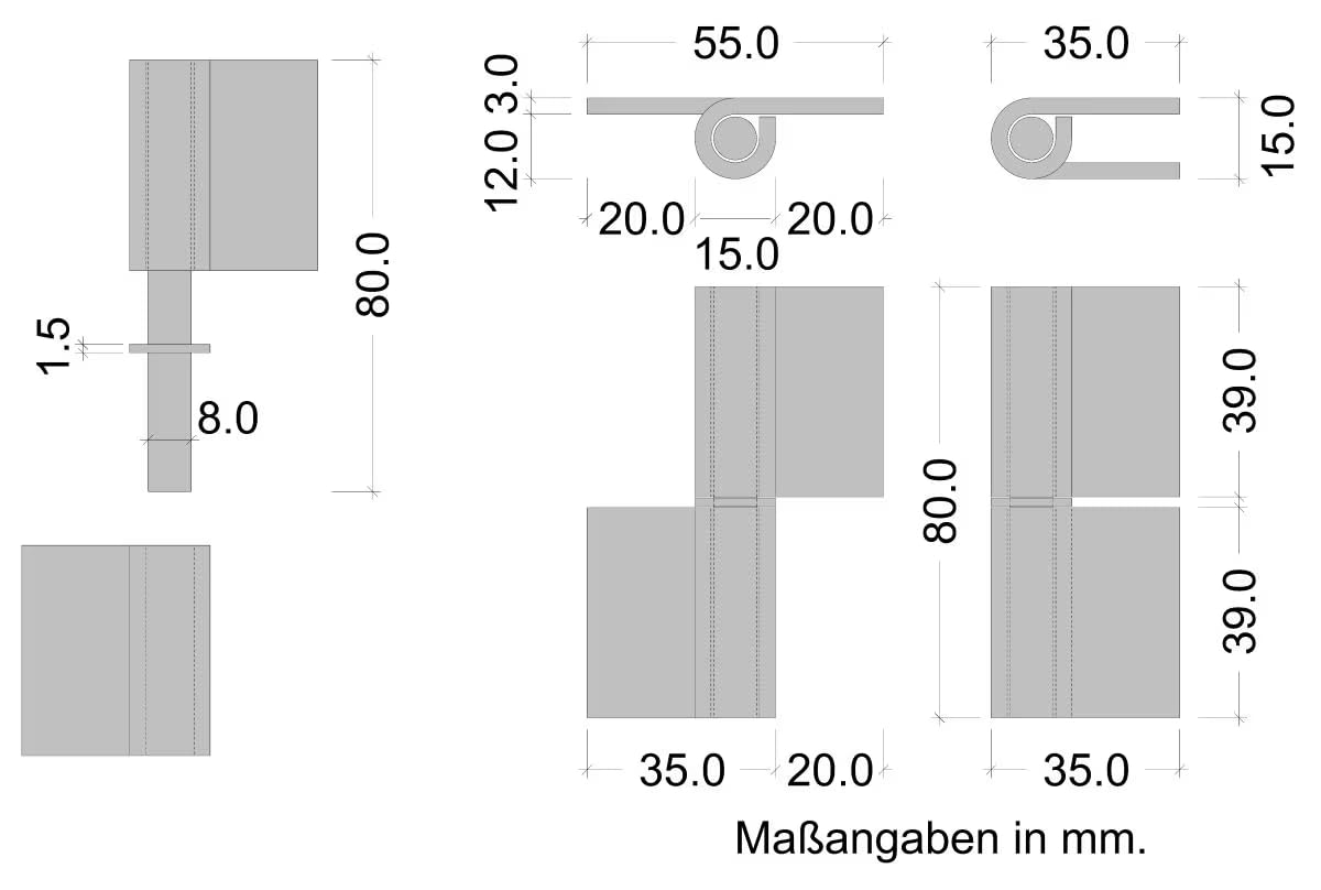 Gedotec Charnière Paumelle Porte Souder | Charnière Acier à Soudure Pour Porte Métallique, Fenêtre, Portail, Meuble En Métal, Machine | Gond De Fixation |Longueur 150 Mm| Capacité Charge 290 Kg