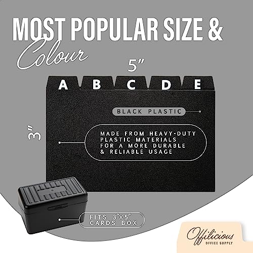 OFFILICIOUS 27 Black Index Card Dividers 3x5 - Large Index Cards for Index Card Box, Index Card Organizer, Index Cards Holder - Alphabetical File Dividers, Recipe and Card Guides, Greeting Cards - Image 4