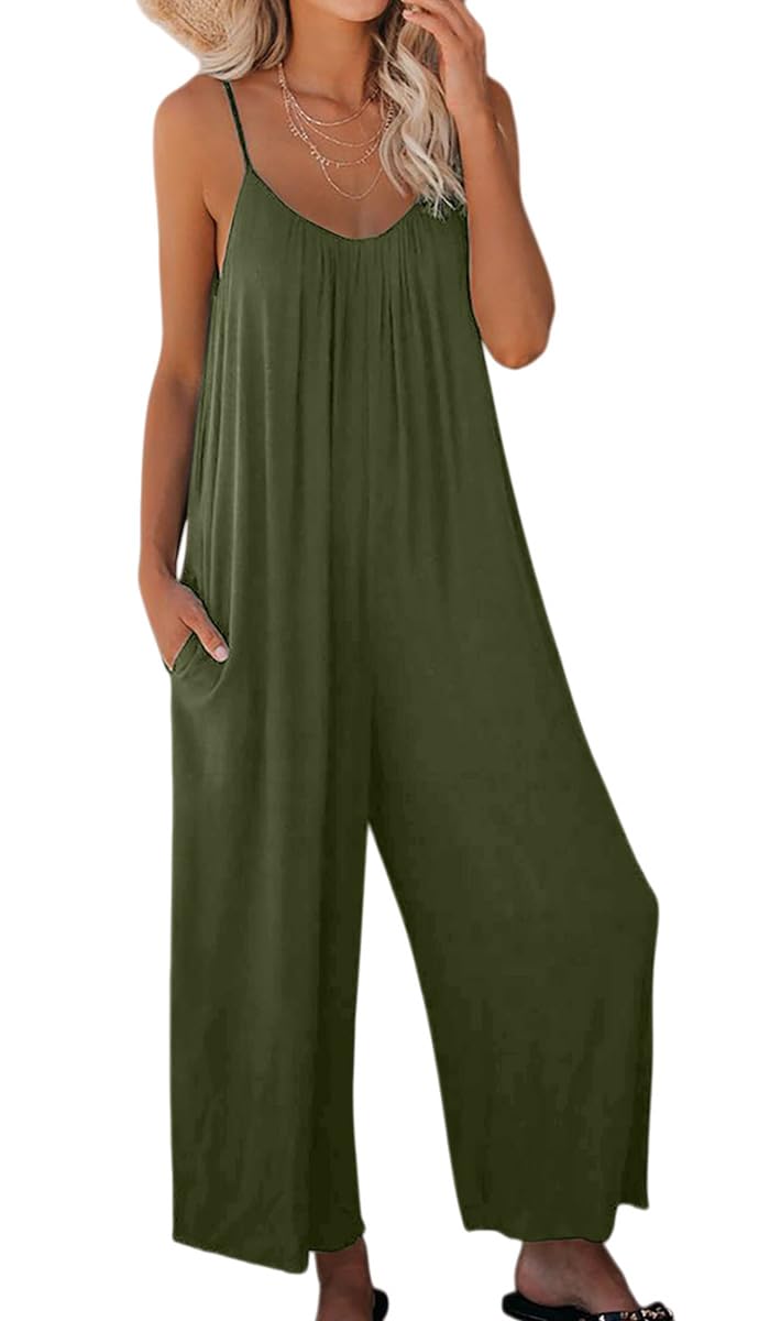 Salopette Donna Estate Tuta Jumpsuit Elegante Senza Manica Vestibilità Jumpsuit da Donna Elegante Salopette Vestibilità Ampia Ampia Tuta Senza Maniche Casual a Gamba Larga Pantaloni