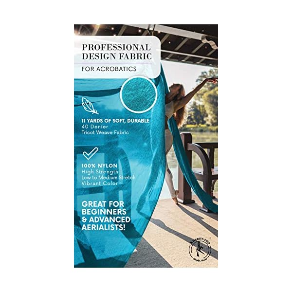 Professional-11-Yards-Aerial-Silks-Equipment-for-All-Levels-Medium-Stretch-Aerial-Yoga-Swing-Hammock-Kit-Perfect-for-Indoor-Outdoor-Aerial-Dance-Circus-Arts--ALL-Hardware-Included Professional 11 Yards Aerial Silks Equipment for All Levels - Medium Stretch Aerial Yoga Swing & Hammock Kit - Perfect for Indoor Outdoor Aerial Dance, Circus Arts – ALL Hardware Included (Sky Blue)