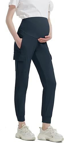 EXARUS Pantalones cargo de maternidad sobre el vientre, pantalones quirúrgicos, pantalones de secado rápido, pantalones de senderismo con bolsillos