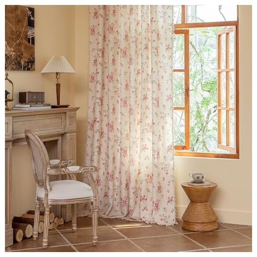 ENJOYBRIDAL Pink Floral 96 Inch Curtains