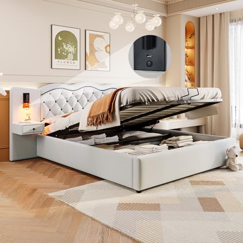Gxffipw Polsterbett 180x200 Cm - Modernes LED-Bett Mit Stauraum & Steckdosen