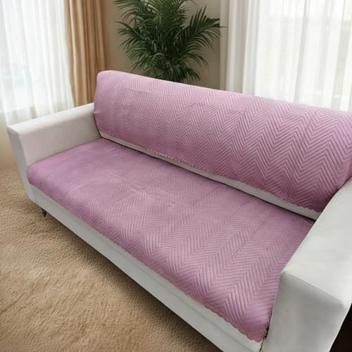 Image of Homerz Premium Velvet Sofa Cover Panel | Soft & Velvety Fabric | Rich Vibrant Colours | Sofa Protector for Living Room (Onion, 5 (3+2) Seater, Seat Cover with Backrest)