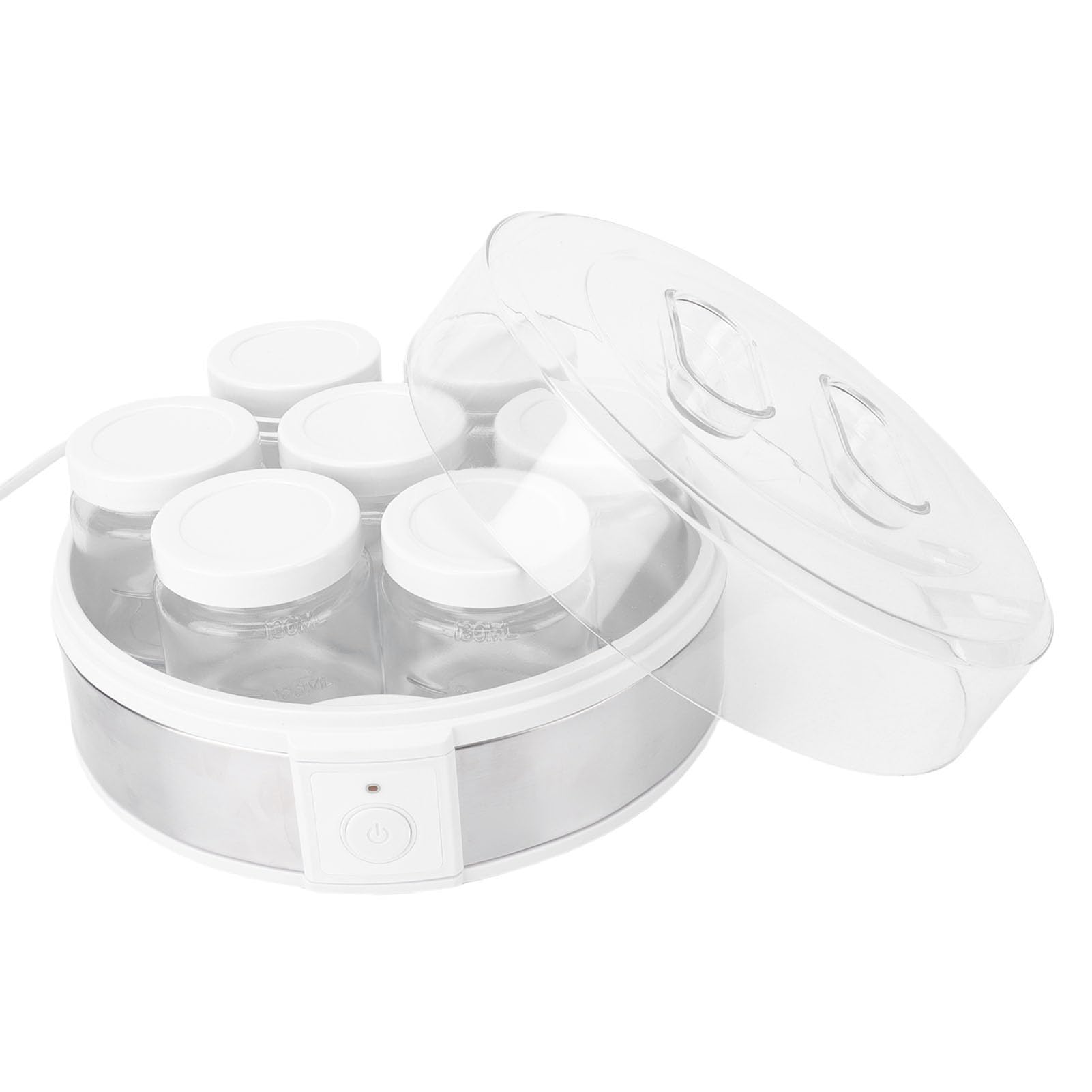 GOWENIC Yogurtiera Elettrica, Macchina per Yogurt Fatta in Casa da 20 W con 7 Tazze di Vetro, Yogurtiera Greca Portatile Multifunzionale per Marmellate, Budini, Gelato, Temperatura Costante