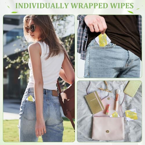 Image of 100Pcs Travel Deodorant Wipes, Travel Size Mini Deodorant Wipes Bulk for Homeless, Individually Wrapped Body Cleaning Supplies for Women Wet Armpit for Body Cleaning Lemon