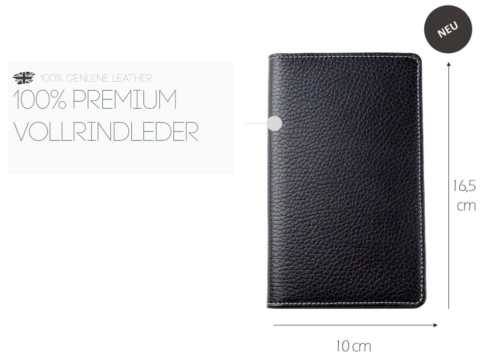 DELMON VARONE - Personalisierbarer Taschenkalender 2026 + 2027 Soft Grain Leder schwarz - Organizer Wochenplaner (1 Woche auf 2 Seiten) Lederhülle - Buch-Kalender mit Wochenübersicht & Spiralbindung
