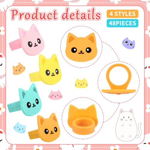 Chuangdi 48 Pcs Cat Cupcake Rings Cat Cake Topper Ring Birthday Decor by Chuangdi - Used condition - Image 3