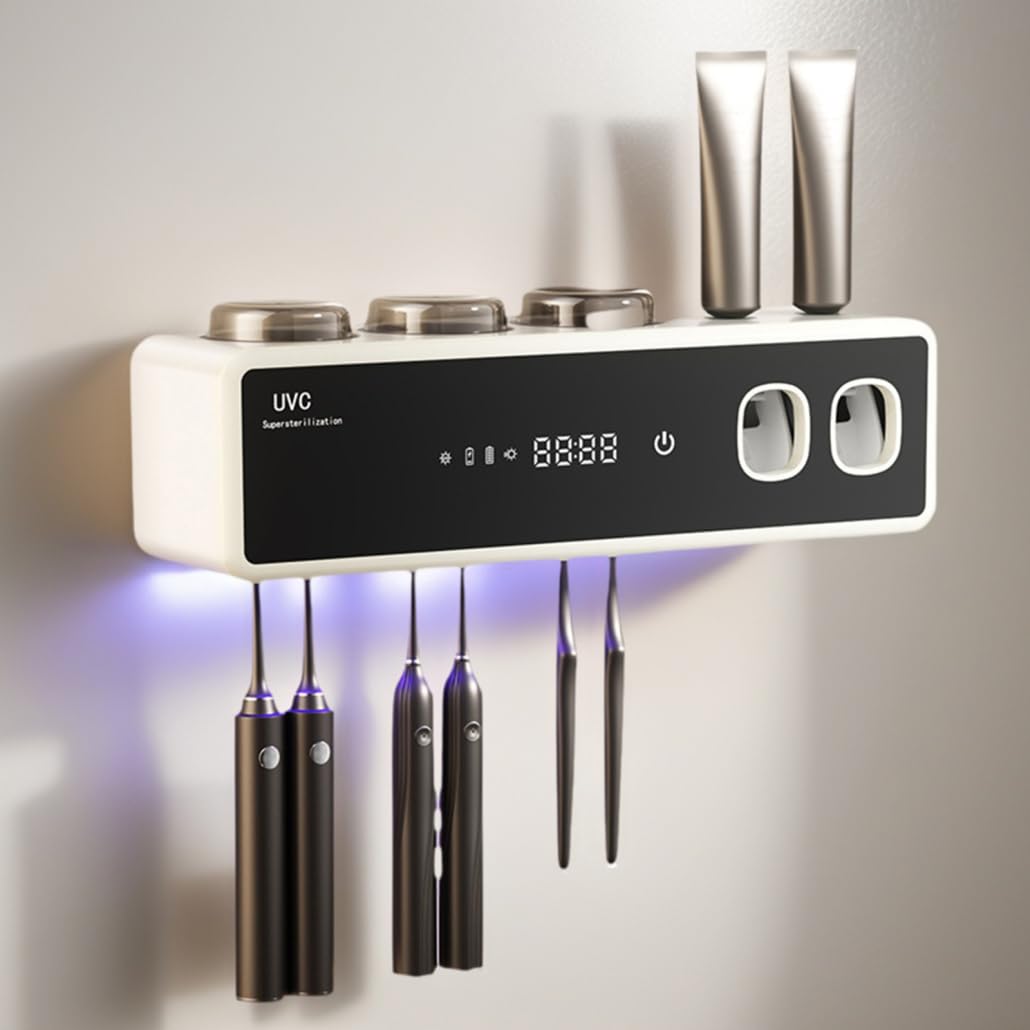 Tenedor Elegante Blanco del Cepillo de Dientes con el dispensador, función de sequía del Organizador eléctrico montado en la Pared