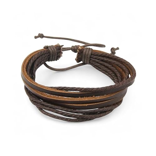 Unisex Brown Braided Leather Fashion Charms Adjustable Bracelet Bangle Cuff