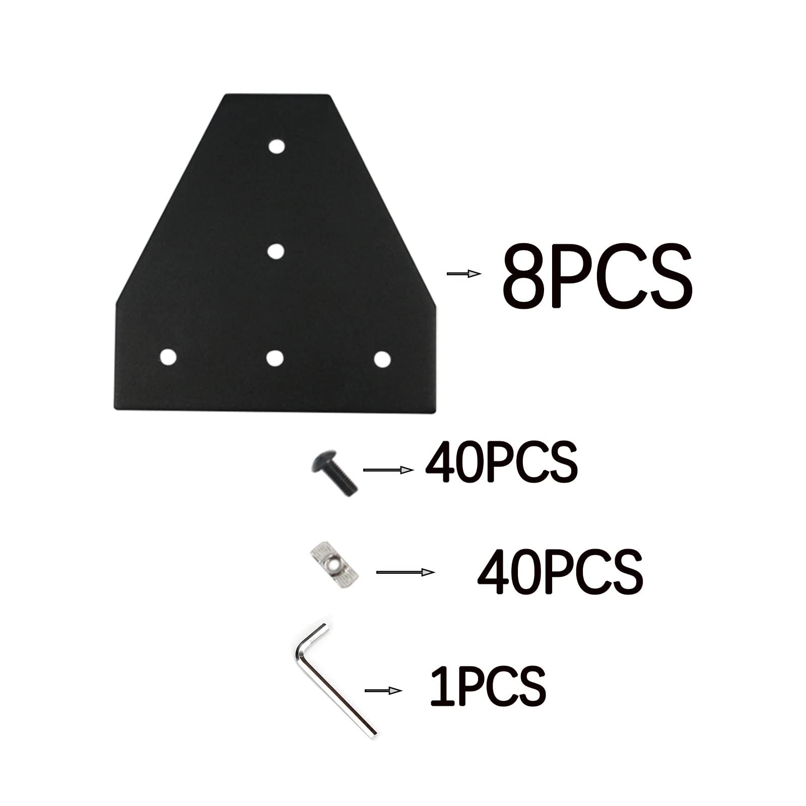 Yeebyee 4040 Corner Bracket Plate T Shape 5 Hole 90 Degree Outside Joining Plate with M6x16mm Screws and T-Nuts for 40 x 40mm Series Aluminum Extrusion Profile - Image 2