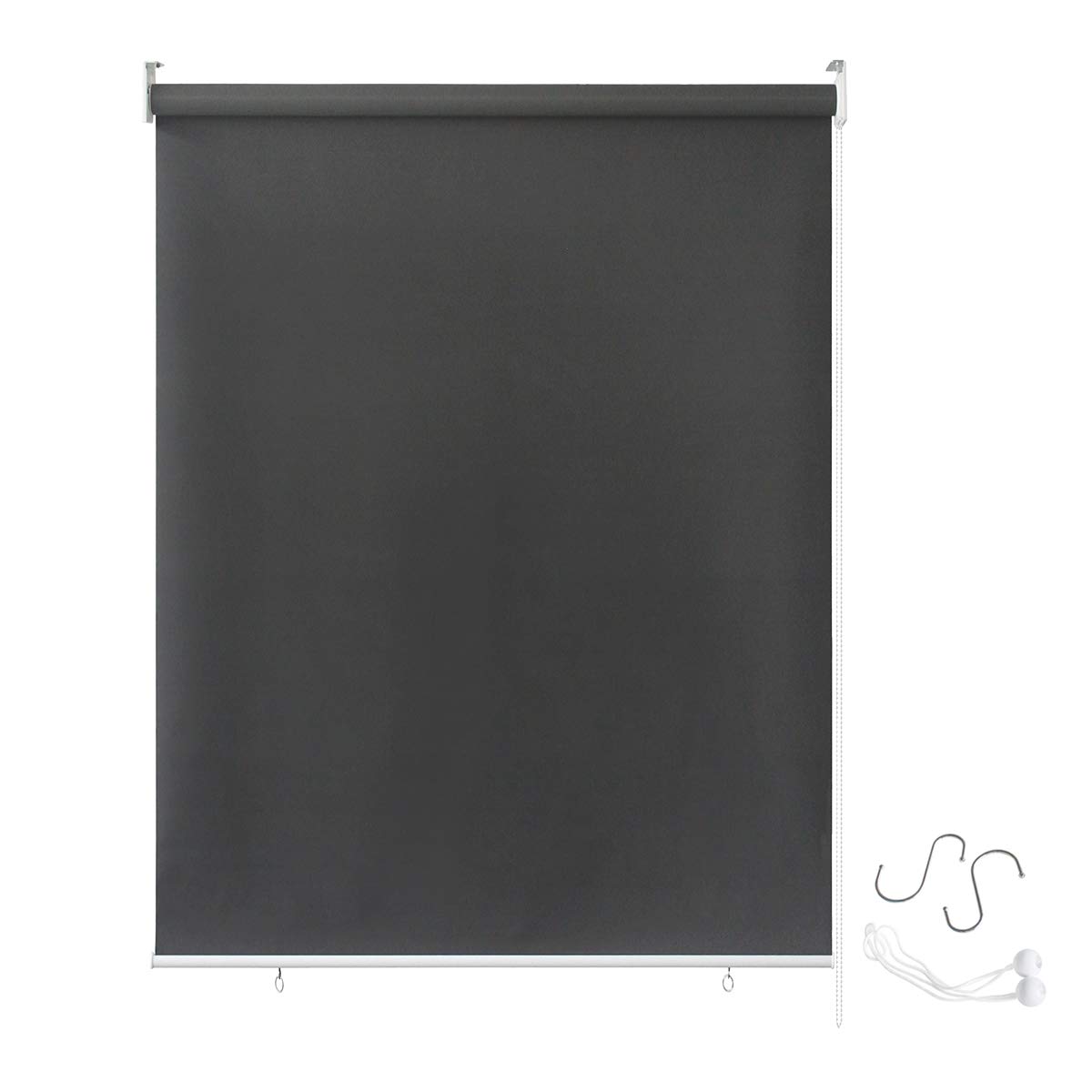YUENFONG Außenrollo Balkon Sichtschutz Sonnenschutz Senkrechtmarkise Balkon Outdoor Rollo Beschattung UV Schutz (180 X 240cm, Anthrazit)