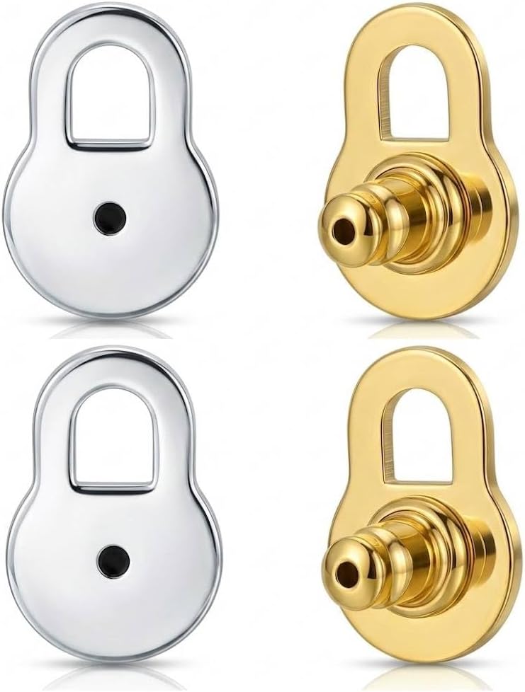 Earring Backs for Droopy Ears, EBFDOH Earring Backs for Heavy Earrings 4PCS Tight Locking Arch-Shape Lifter Backings for Studs Large Pierced Support Backers Replacements for Sagging Earlobe