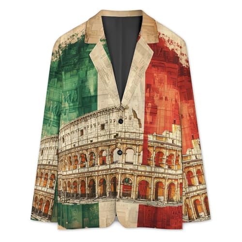 Italian Flag Italy Men's Slim Suit Long-Sleeve Prom Tuxedo Classic Two Button Business Jacket3