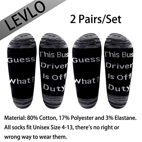 LEVLO Funny School Bus Driver Gift Guess What This Bus Driver Is Off Duty Cotton Socks Off Duty Socks2