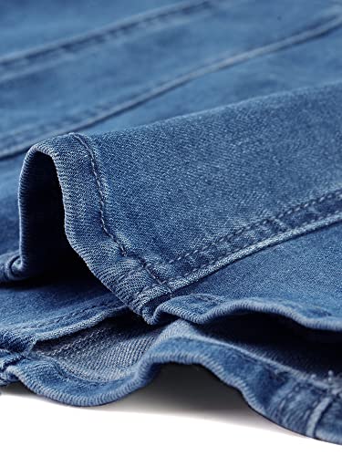 Allegra K Women's Jean Jacket Button Down Notched Lapel Long Sleeve Work Office Denim Blazer Jacket4