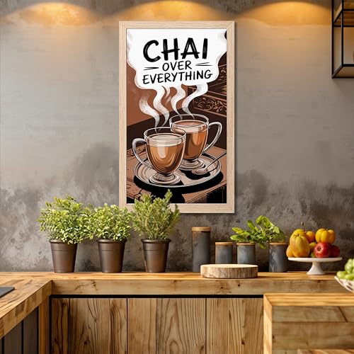 Image of NoWorries Wall art framed painting food posters for cafe decor (Synthetic wood frame) inch300 GSM premium art HD prints inch Wall painting for Home & Kitchen Decor (Pattern illustration)( Set of 1, Framed Painting) (NATURAL, ART-12, 10X19INCHES)