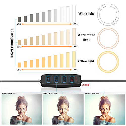 Andoer Anel de Luz de 15,2 cm de Selfie Regulável 3 Cores Rotativas 360 Luzes de Transmissão USB par