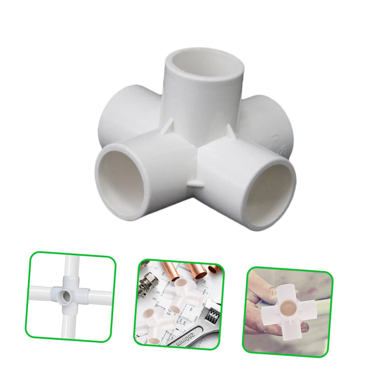 Raccordo Pvc Angolare a 5 Vie 90 Gradi Bianco 12 Pezzi | Connessione per Tubi, Leggero senza Bave, Resistente Agli Urti e Non Graffia le Mani