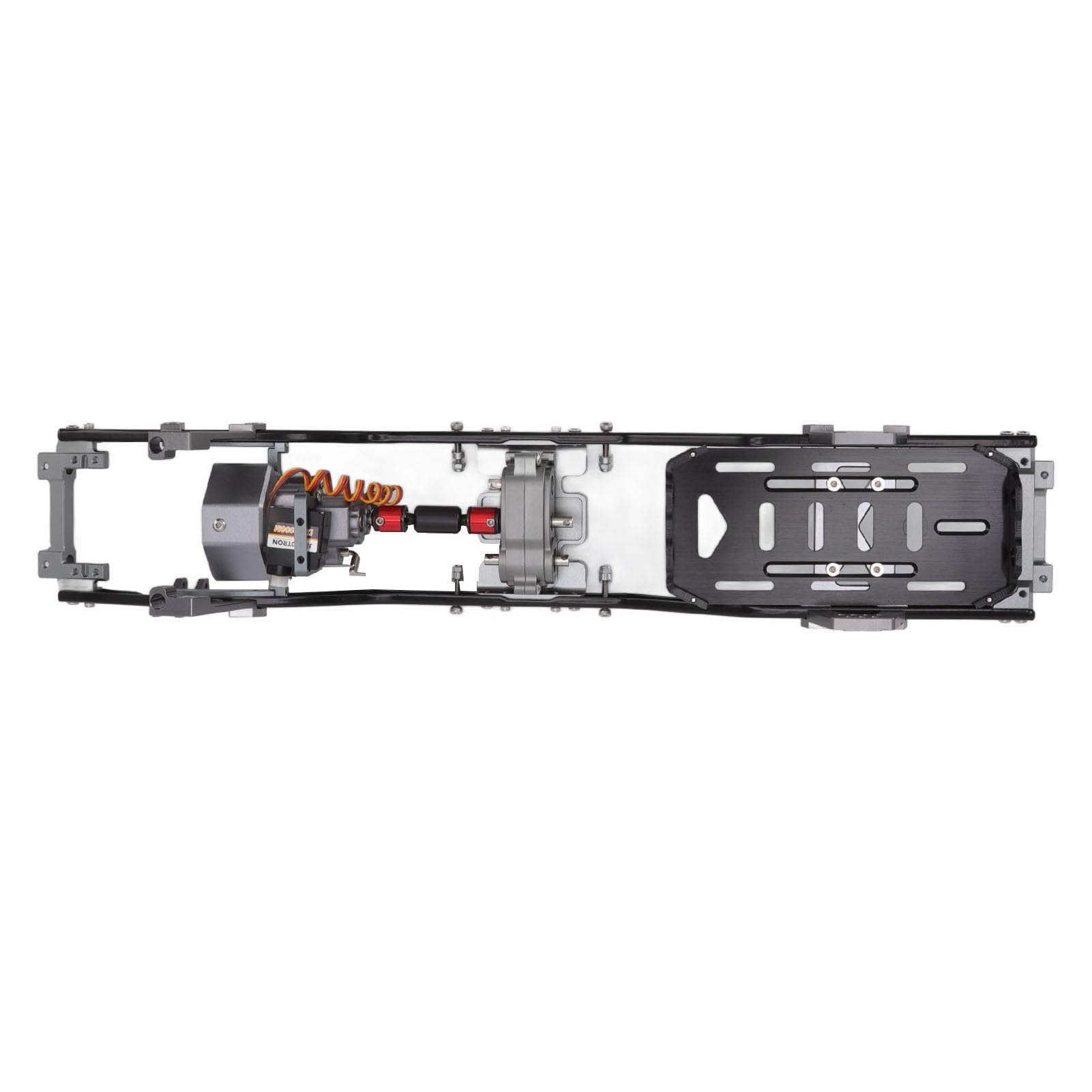 Do obudowy metalowej RC w skali 1:10, 2 opcje przekładni, tryb 2-biegowy, rozstaw osi 313 mm, przednia przekładnia, materiał ze stopu aluminium, błyszczący układ napędowy, (kolor kolorowy)