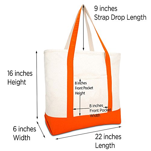 DALIX Personalized Shopping Tote Bag Monogram Orange Initial Zippered Letter A-Z4