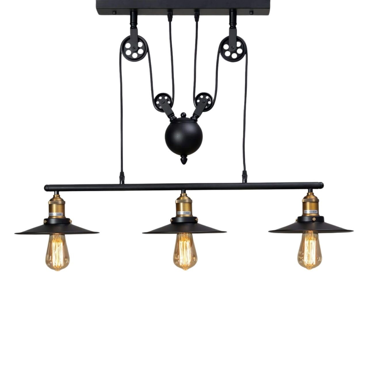 KOSILUM - Lampada industriale a sospensione, tripla piatto, luce bianca calda, illuminazione soggiorno, camera da letto, cucina, corridoio, 3 x 60 W, E27, IP20