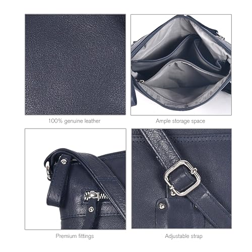 Image of Oak Leathers Leather Crossbody Bag For Women With Adjustable Sling Strap - Medium Size Crossover Shoulder Handbag Purse