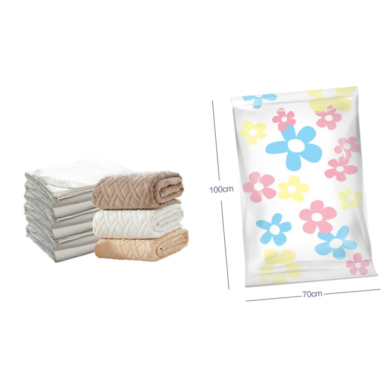 Cabilock Set 11 Pezzi Sacchetti Sottovuoto per Abiti e Piumoni Pompa Manuale, Materiale Pa e Pe, Compressione Salvaspazio per Viaggi e Conservazione Colore Casuale