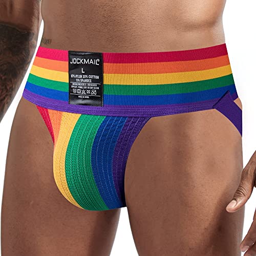 JOCKMAIL Mens Briefs Jockstrap Athletic Supporter Men Jockstrap Rainbow Men Sport Underwear Jockstrap for Gym Sport3