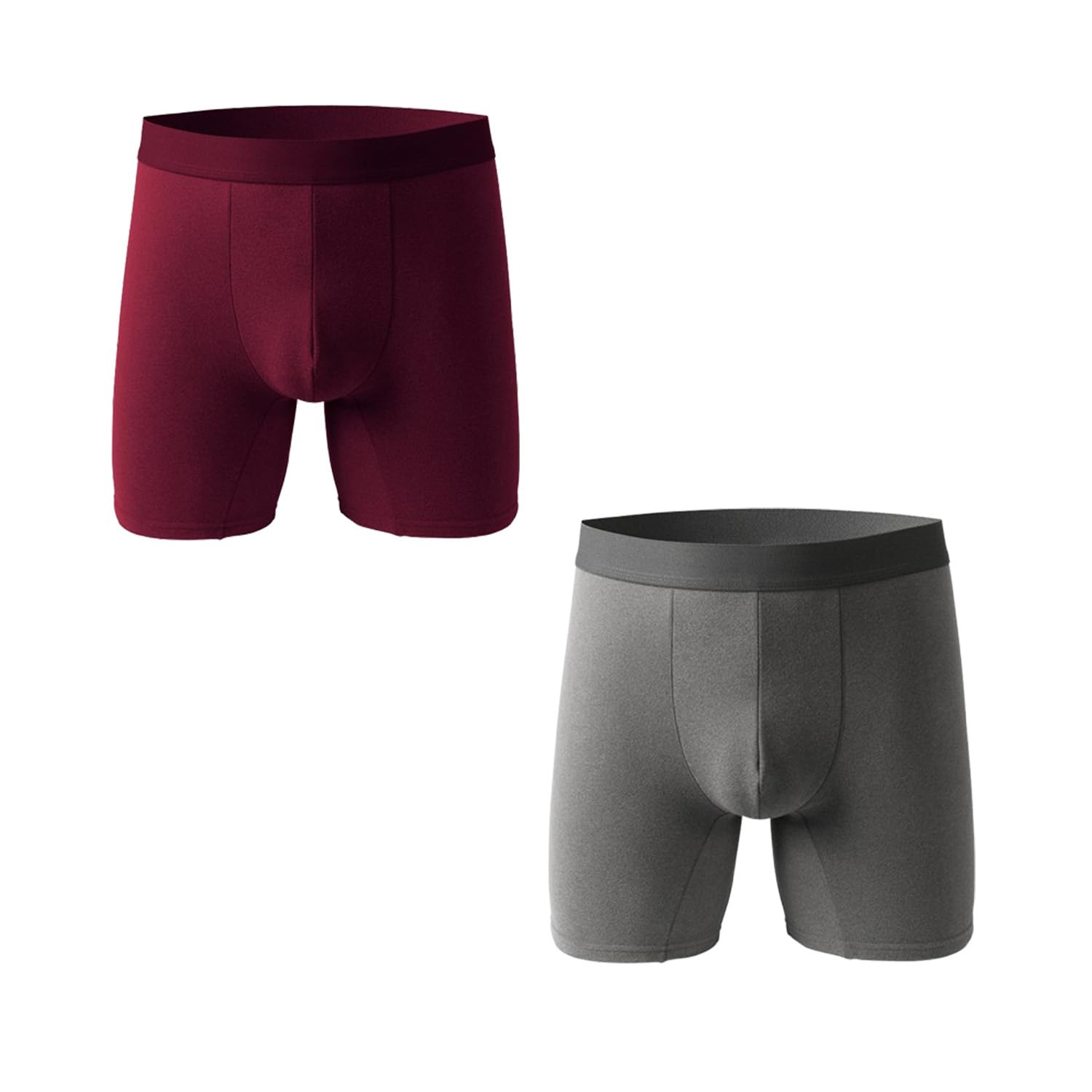 EEJBYTDI Winter Warm Comfortable Sports Long Boxer Briefs for Men，Mens Fleece Lined Thermal Underwear, Thermal Shorts (red + Gray,M)