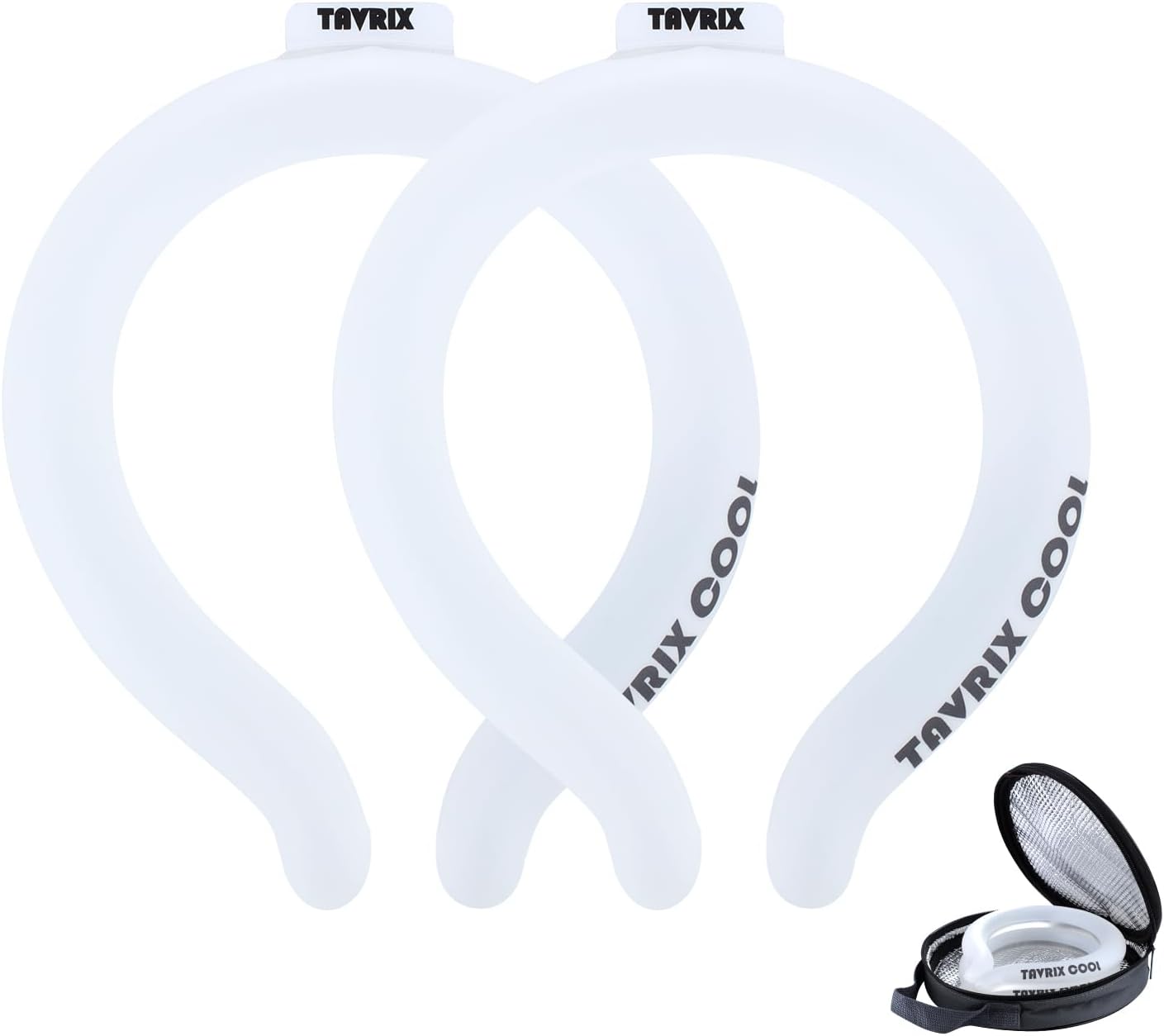 2Pack Neck Cooling Tubes with Insulated Cooler Bag - Reusable Ice Neck Cooler for Hot Weather, Hands Free Cooling Ring, Chill Relief for Men & Women, Outdoor, Indoor, Sports, Travel (White*2, L) image 2
