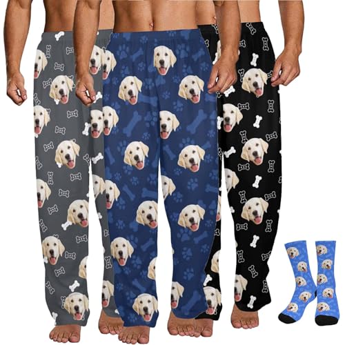 Custom Face Pajamas Bottom Personalized Men Pajamas Pants to Christmas Customize Face Sleep Pants