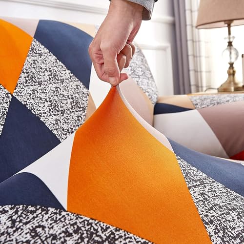 Image of Gurnoor Universal Single Seater Sofa Cover Big Elasticity Cover for Couch 140 GSM Sofa Slipcover (Triangle-Orange, 90-145cm)