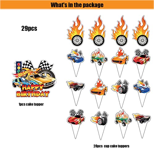 25Pcs Car Cake Decoration 24Pcs Cupcake Toppers 1Pcs Big Cake Topper #TOP2