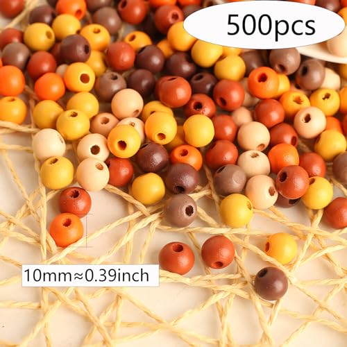 Perles en bois pour loisirs créatifs : 500 perles marron de style rustique 10mm - 3