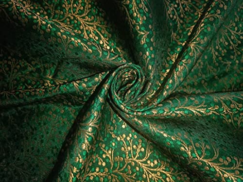 Tissu brocart de soie vert or métallisé pour votre robe de soirée sur mesure