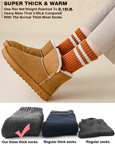 Image of IIG 3-5 Pairs Womens Super Thick Warm Winter Crew Socks Cute Fashion Knit Cozy Socks Gifts for Women