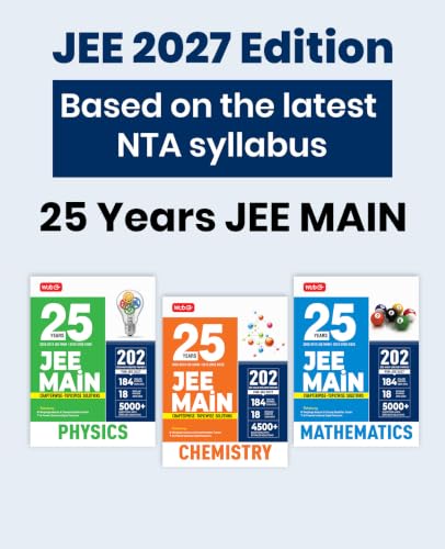 Image of MTG 25 Years (2026-2002) JEE MAIN PYQ Book | 202 Chapter-wise Topic-wise Previous Years Solved Papers Physics, Chemistry & Mathematics For 2027 Exam ... Analysis & Concept Repetition Tracker