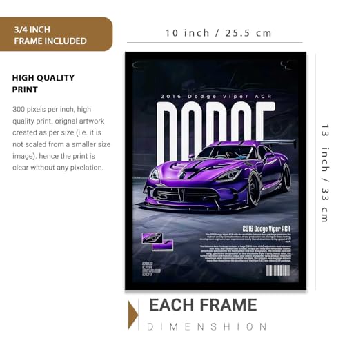 Image of kotart Big Sports Cars Framed Posters Gift Items for Boys Room Wall Decoration Bedroom Living Room Office Studio Decor | Car Poster Frame for Wall Decor Set Of 3 Size (10 X 13 inch)