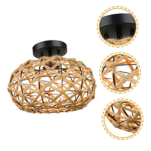 Plafonnier rustique corde tressée douilles E27 lampe plafond cuisine - 3