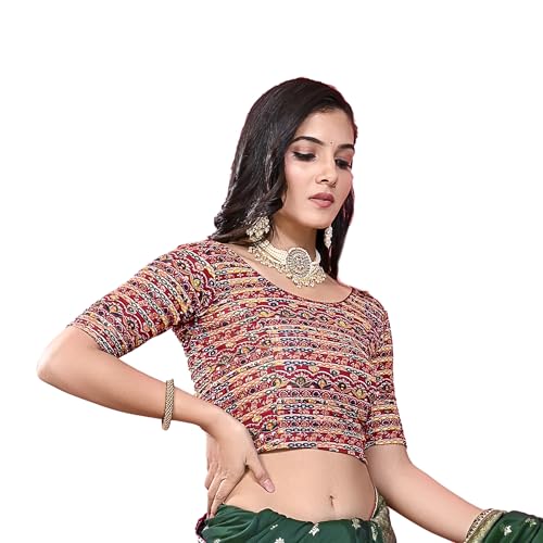 Image of Colorful Street Cotton Stretchable Round Neck Printed Blouse