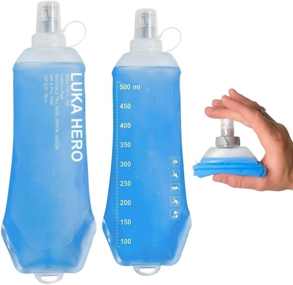 LUKA HERO 2 Pack Soft Flask 500ml – Leakproof Collapsible Soft Water Bottle for Running Vest, Lightweight Flexible Hydration Flask for Running, Marathon, Hiking & Trail — image 1