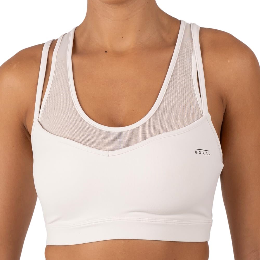 Boxah | Lightweight High-Impact Performance Support Sports Bra (UK, Alpha, XS, Regular, Regular, White)