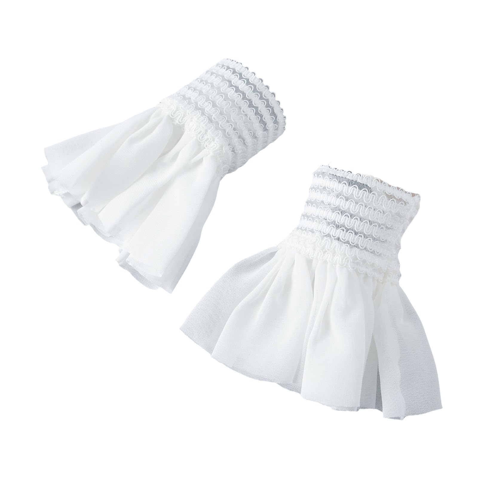 Elegant Lace Wrist Cuff Fake Sleeve Jabot Costume Accessories White Ruffle Brim Pearl Button Lace Wristband