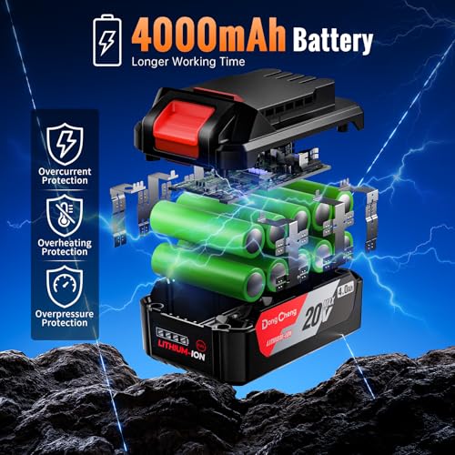 Image of Dong Cheng 20V Brushless Cordless Impact Wrench Kit, 380W Motor, 300N.m Max Torque, Working Modea (210 /300N.m), 2x4000mAh Batteries + Fast Charger, Auto Stop Reverse, LED Work Light