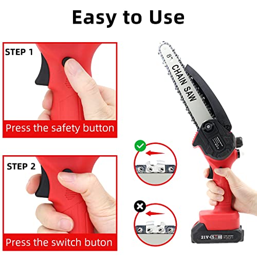 Pafieo Mini Kettensäge 8 Zoll, 8/6 Zoll 2 in 1 Akku Kettensäge, mit 3000 mAh Batterien Großer Kapazität und 2 Führungsplatte, Mini Kettensäge mit Akku für Gartenscheren Astschere Holzschneiden – Bild 4