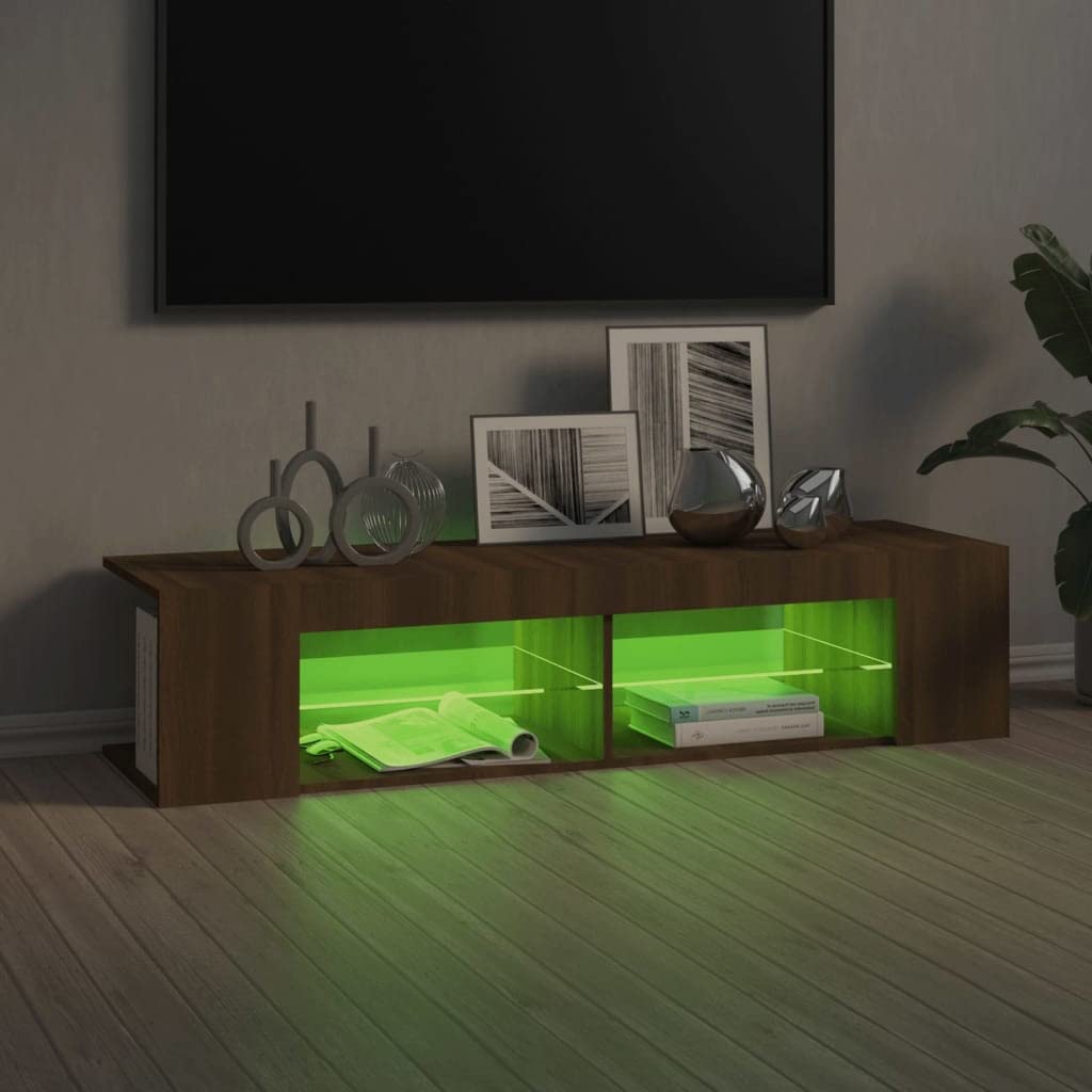 Z oświetleniem LED z drewna brąz dąb 135x39x30 cm